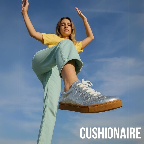 Women's Sneakers Faux Leather Memory Foam Slip Resistant Outsole Casual Shoes - Picture 3 of 9